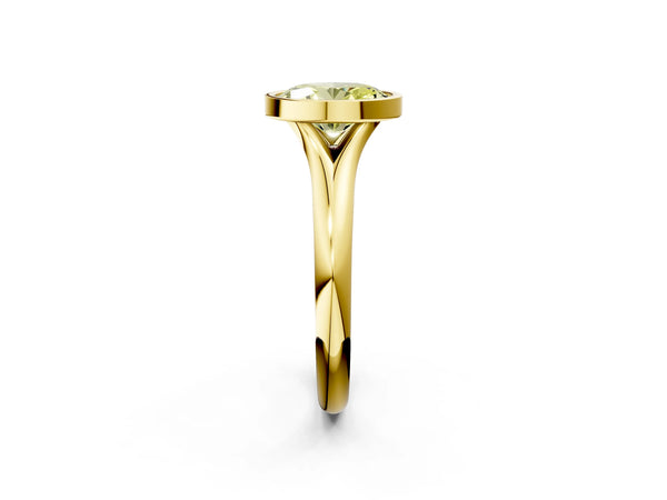 Yellow Gold Oval Bezel Solitaire Engagement Ring Setting for Fancy Yellow Center