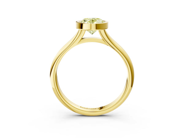 Yellow Gold Oval Bezel Solitaire Engagement Ring Setting for Fancy Yellow Center