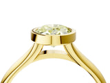 Yellow gold Bezel Set Fancy Yellow Oval  Solitaire Diamond Ring with Smooth Band 4