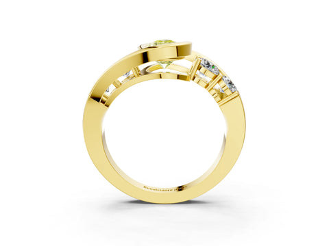 Yellow gold Bezel Set Fancy Yellow Pear Cut Diamond Split Shank Ring_3