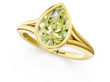 Yellow gold Bezel Set Fancy Yellow Pear  Cut Solitaire Ring with Tapered Band 1