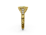 Yellow gold Bezel Set Fancy Yellow Pear  Diamond Milgrain Pave Engagement Ring_35