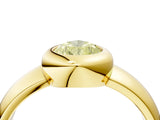 Yellow gold Bezel Set Fancy Yellow Pear  Solitaire Ring with Wide Band 4