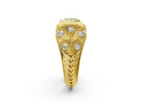 Yellow gold Bezel Set Fancy Yellow Princess Cut Diamond Milgrain Band Ring_2