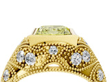Yellow gold Bezel Set Fancy Yellow Princess Cut Diamond Milgrain Band Ring_4
