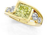 Yellow gold Bezel Set Fancy Yellow Princess Cut Diamond Split Shank Ring_1