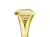 Yellow gold Bezel Set Fancy Yellow Princess  Cut Solitaire Ring with Tapered Band