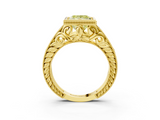 Yellow gold Bezel Set Fancy Yellow Princess  Diamond Milgrain Pave Engagement Ring_3