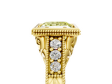 Yellow gold Bezel Set Fancy Yellow Princess  Diamond Milgrain Pave Engagement Ring_5