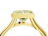 Yellow gold Bezel Set Fancy Yellow Princess  Solitaire Diamond Ring with Smooth Band 4