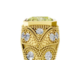Yellow gold Bezel Set Fancy Yellow Radiant Cut Diamond Milgrain Band Ring_5