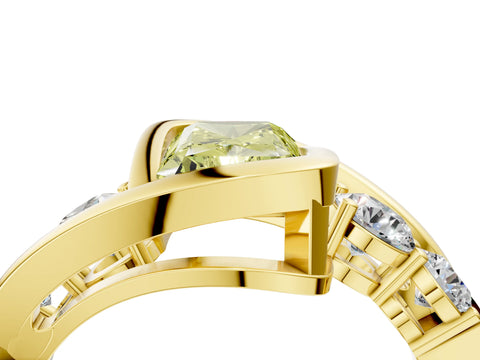 Yellow gold Bezel Set Fancy Yellow Radiant Cut Diamond Split Shank Ring_4