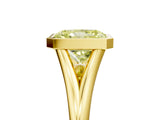 Yellow gold Bezel Set Fancy Yellow Radiant  Cut Solitaire Ring with Tapered Band 5