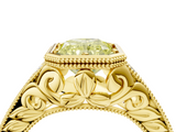 Yellow gold Bezel Set Fancy Yellow Radiant  Diamond Milgrain Pave Engagement Ring_37