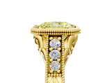 Yellow gold Bezel Set Fancy Yellow Radiant  Diamond Milgrain Pave Engagement Ring_38