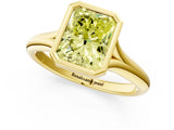Yellow gold Bezel Set Fancy Yellow Radiant  Solitaire Diamond Ring with Smooth Band 2