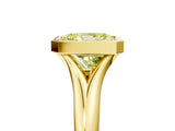 Yellow gold Bezel Set Fancy Yellow Radiant  Solitaire Diamond Ring with Smooth Band