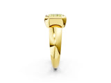 Yellow gold Bezel Set Fancy Yellow Radiant  Solitaire Ring with Wide Band 2