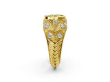 Yellow gold Bezel Set Fancy Yellow Round Cut Diamond Milgrain Band Ring_2