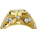 Yellow gold Bezel Set Fancy Yellow Round Cut Diamond Milgrain Band Ring_4