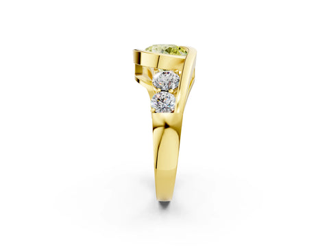 Yellow gold Bezel Set Fancy Yellow Round Cut Diamond Split Shank Ring_2