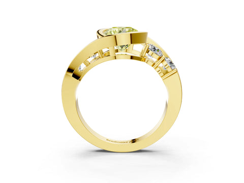 Yellow gold Bezel Set Fancy Yellow Round Cut Diamond Split Shank Ring_3