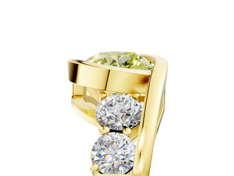 Yellow gold Bezel Set Fancy Yellow Round Cut Diamond Split Shank Ring_5