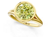 Yellow gold Bezel Set Fancy Yellow Round  Cut Solitaire Ring with Tapered Band 1