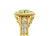Yellow gold Bezel Set Fancy Yellow Round  Diamond Milgrain Pave Engagement Ring_5