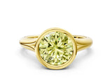 Yellow gold Bezel Set Fancy Yellow Round  Solitaire Diamond Ring with Smooth Band 1