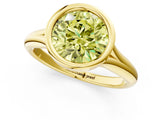 Yellow gold Bezel Set Fancy Yellow Round  Solitaire Diamond Ring with Smooth Band 2
