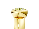 Yellow gold Bezel Set Fancy Yellow Round  Solitaire Ring with Wide Band 1
