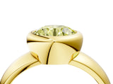 Yellow gold Bezel Set Fancy Yellow Round  Solitaire Ring with Wide Band