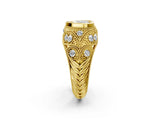 Yellow gold Bezel Set Heart Cut Diamond Milgrain Band Ring_15