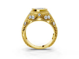 Yellow gold Bezel Set Heart Cut Diamond Milgrain Band Ring_16