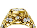 Yellow gold Bezel Set Heart Cut Diamond Milgrain Band Ring_17