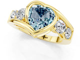 Yellow gold Bezel Set Heart Cut Diamond Split Shank Ring_1