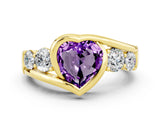 Yellow gold Bezel Set Heart Cut Diamond Split Shank Ring