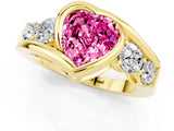Yellow gold Bezel Set Heart Cut Diamond Split Shank Ring_1