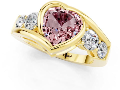 Yellow gold Bezel Set Heart Cut Diamond Split Shank Ring_1