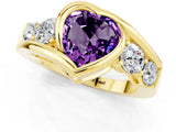 Yellow gold Bezel Set Heart Cut Diamond Split Shank Ring_1