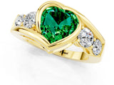 Yellow gold Bezel Set Heart Cut Diamond Split Shank Ring_1