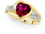 Yellow gold Bezel Set Heart Cut Diamond Split Shank Ring_1