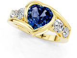 Yellow gold Bezel Set Heart Cut Diamond Split Shank Ring_1