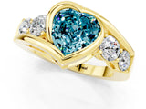 Yellow gold Bezel Set Heart Cut Diamond Split Shank Ring_1