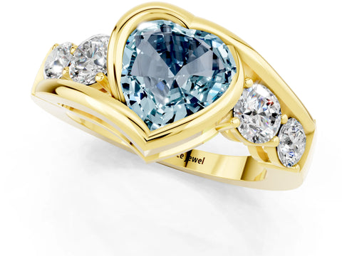 Yellow gold Bezel Set Heart Cut Diamond Split Shank Ring_1