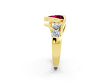 Yellow gold Bezel Set Heart Cut Diamond Split Shank Ring_2