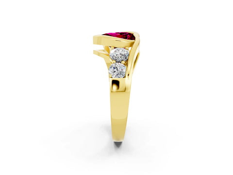 Yellow gold Bezel Set Heart Cut Diamond Split Shank Ring_2