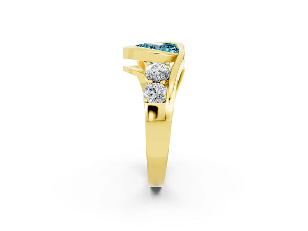 Yellow gold Bezel Set Heart Cut Diamond Split Shank Ring