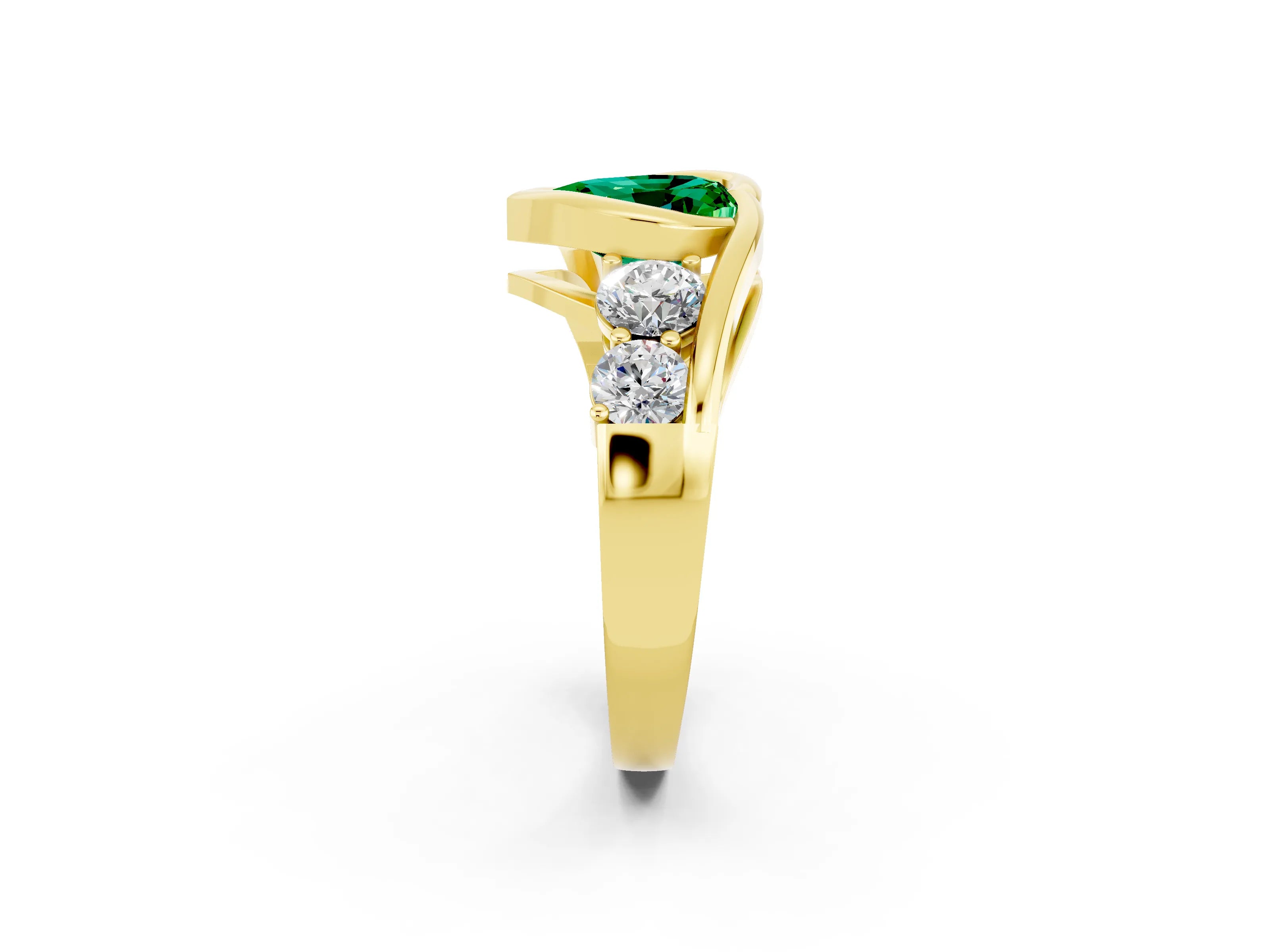 Yellow gold Bezel Set Heart Cut Diamond Split Shank Ring_2